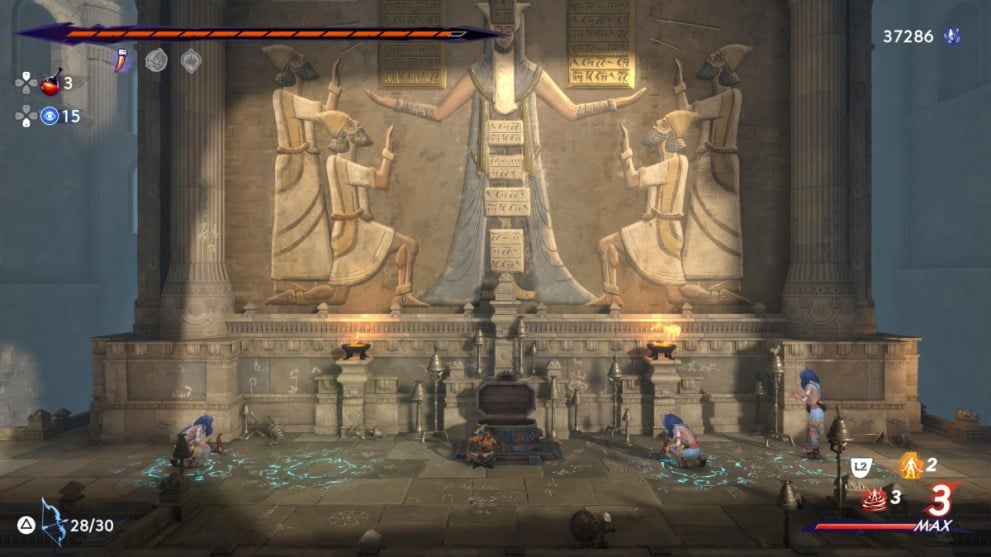 Sargon Sitting in Front of Sacred Archives Stone Carving in Prince of Persia The Lost Crown