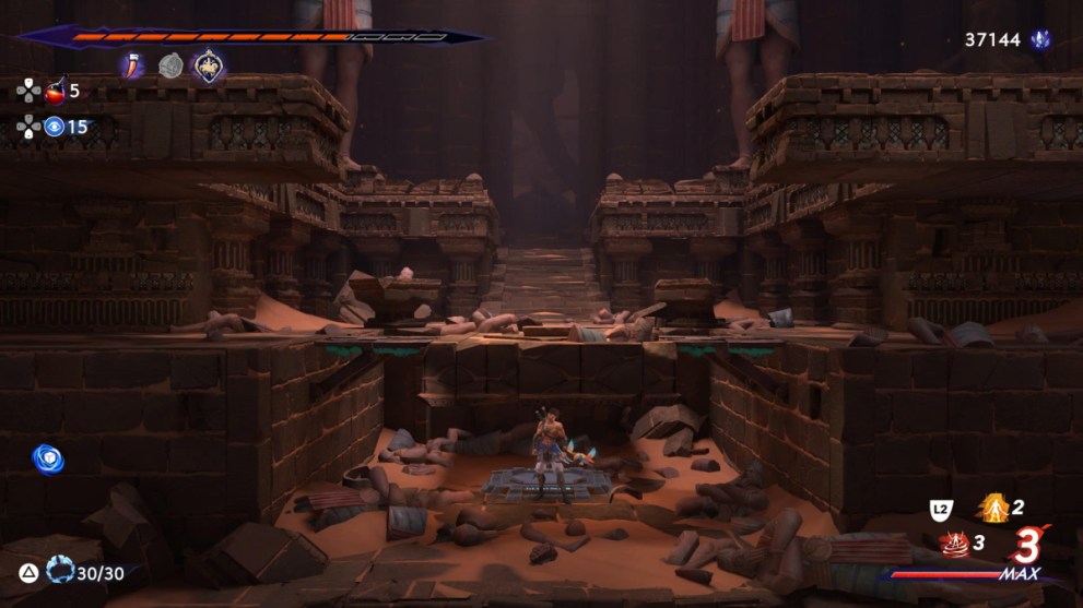 Sargon Standing Below Smasher Puzzle in Prince of Persia The Lost Crown