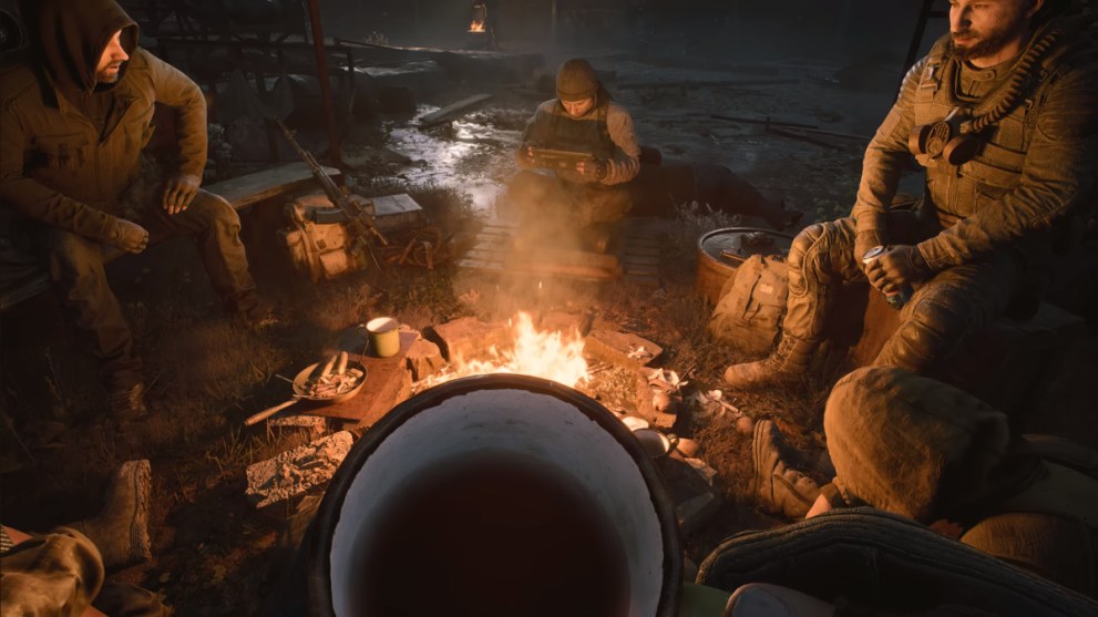 Characters Sitting Around Campfire in Stalker 2 Heart of Chornobyl
