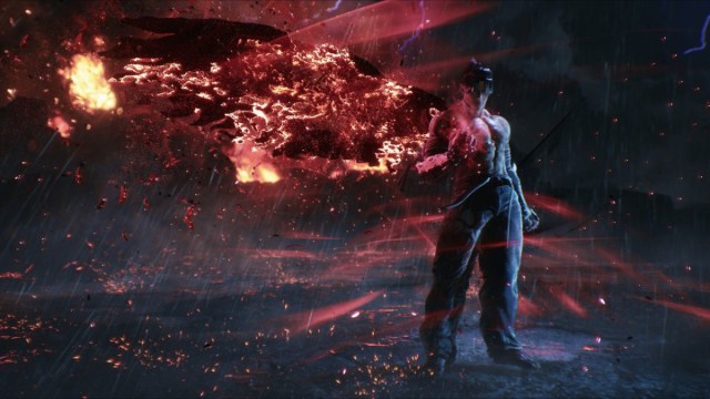 Jin Posing With Devil Wing Extended in Tekken 8