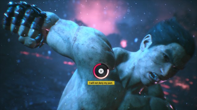 Kazuya Prepping Punch With Button Prompt on Screen in Tekken 8