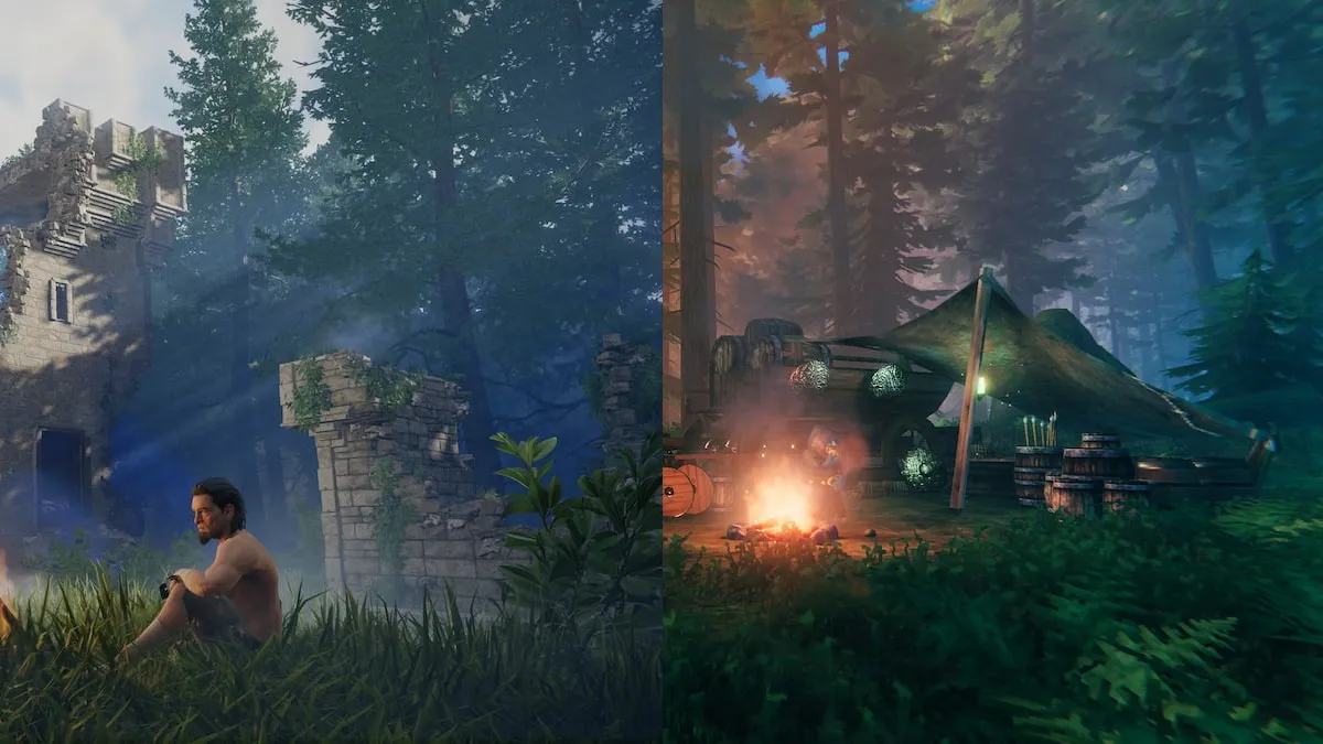 Screenshots from Valheim and Enshrouded combined