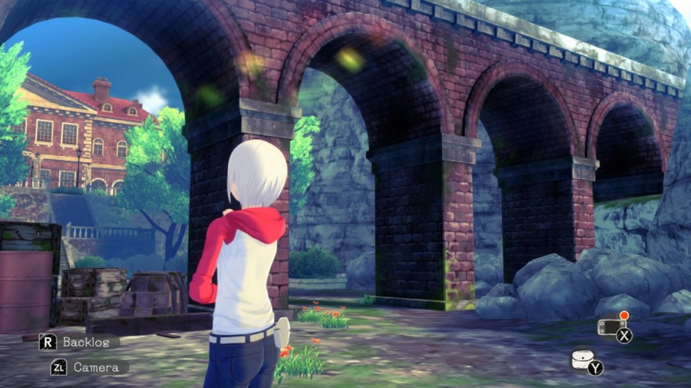 The player character walking under a bridge in Another Code: Recollection