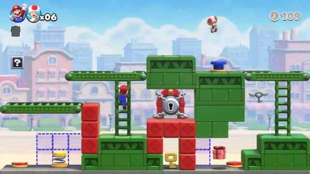 Mario climbing up a ladder in Mario vs. Donkey Kong