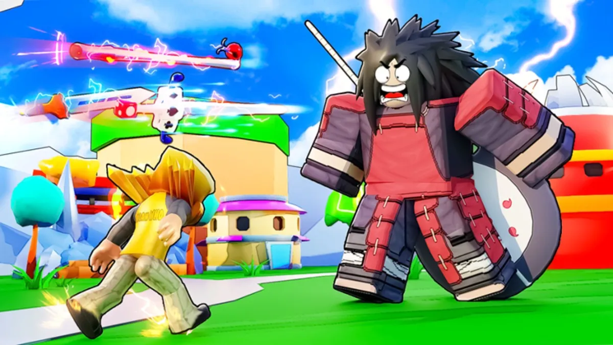 Two Roblox anime characters fighting