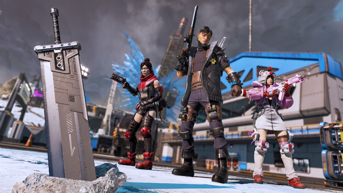 A group of Apex Legends characters styled after FF7
