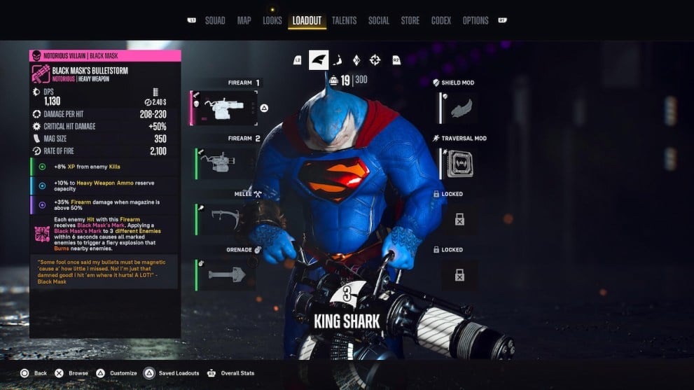 King Shark Loadout in Kill the Justice League