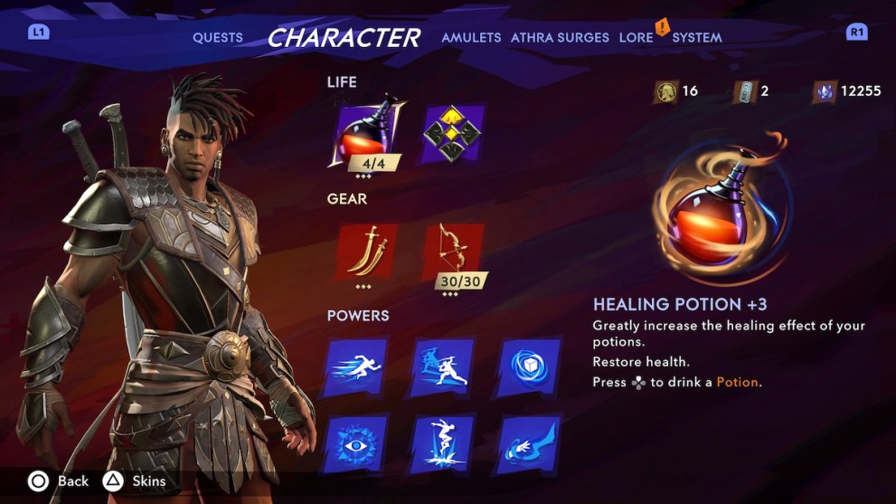 character menu 