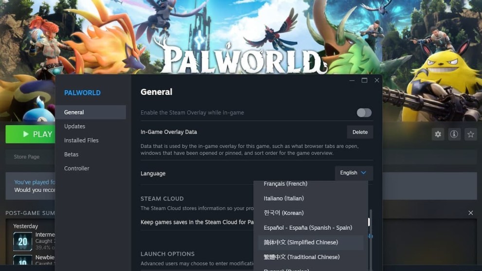 Palworld language setting