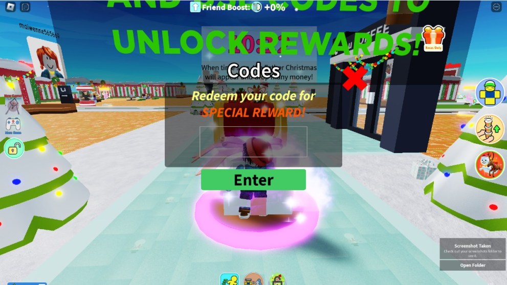 The code redemption box in Coffee Please on Roblox.