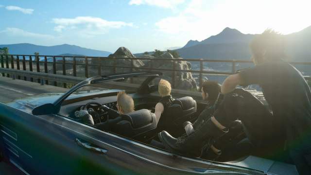 The boys in their car in Final Fantasy XV
