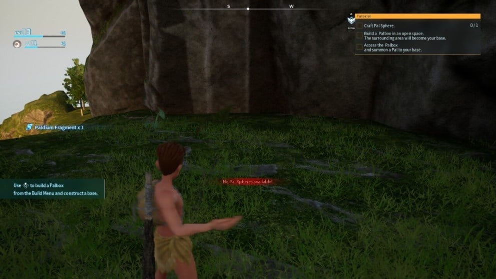 The player having just collected a Paldium Fragment in Palworld.