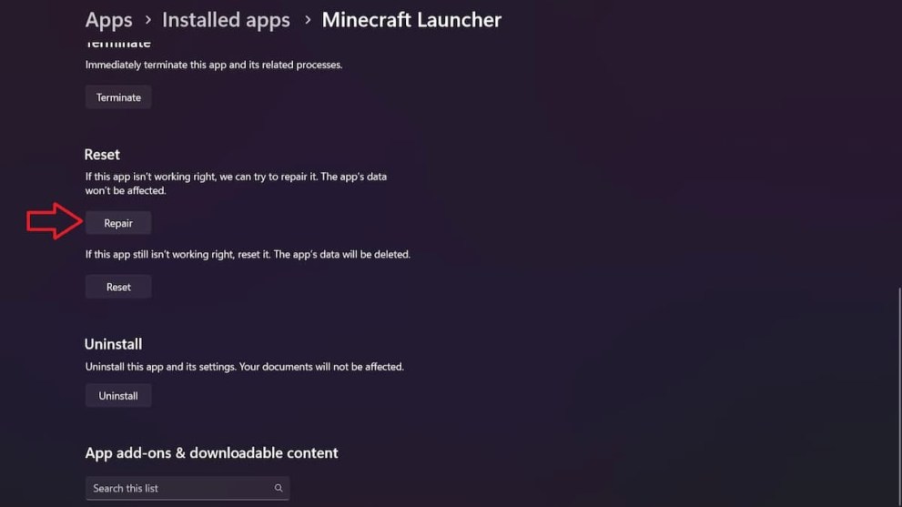 Repairing Minecraft Launcher