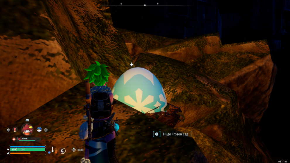 huge frozen egg in mountain crevice