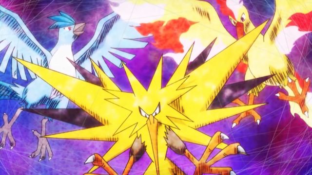 Legendary bird trio in the Pokemon anime