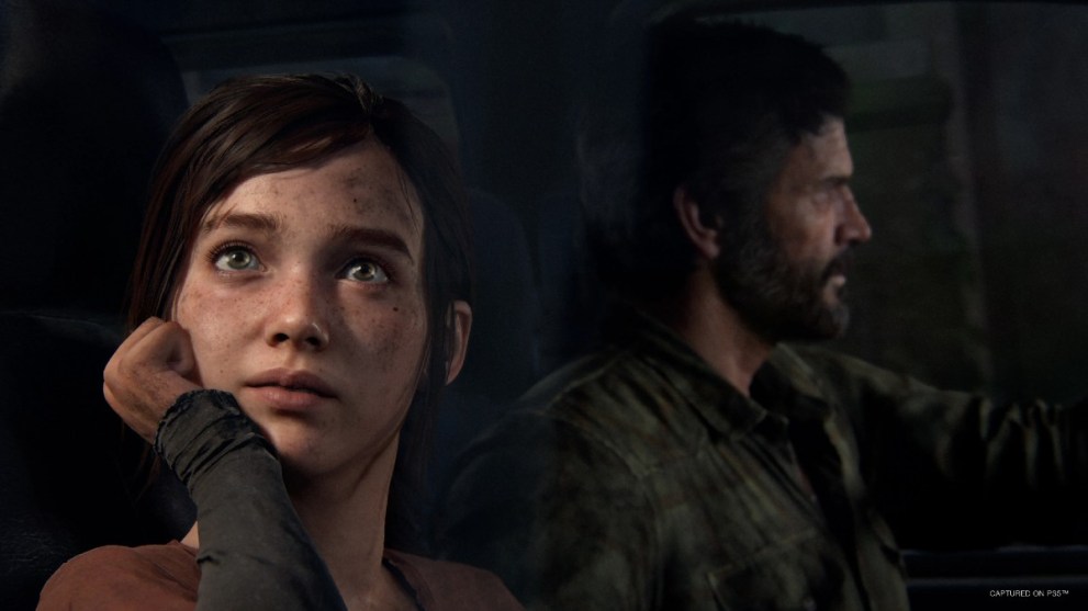 Joel and Ellie in The Last of Us Part I.