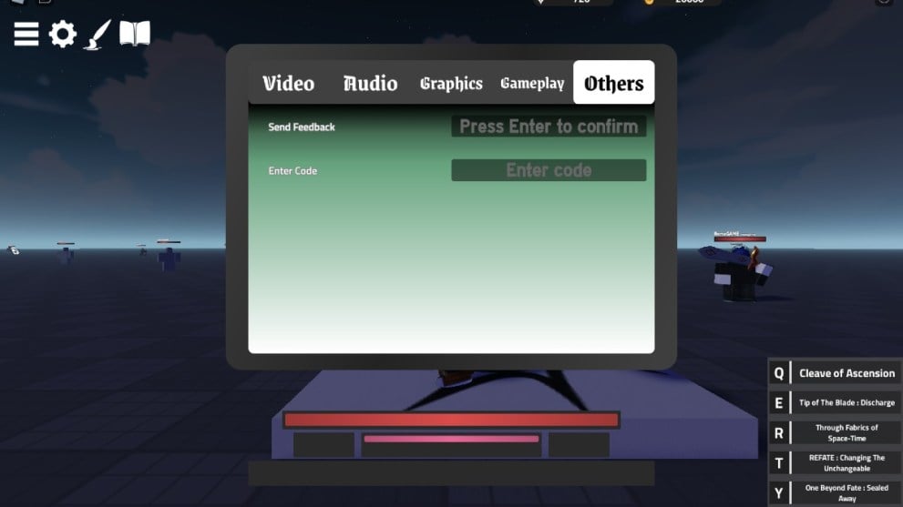 The code redemption box in Rider Blox on Roblox.
