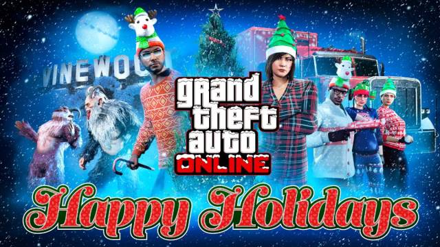 A festive promotional image in GTA Online.