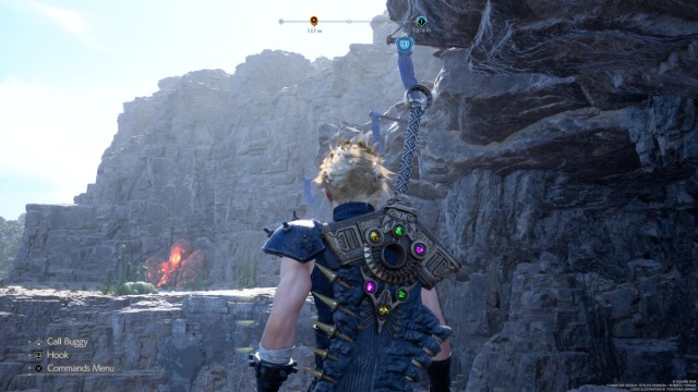 Cloud Looking at Grapple Points Leading to Cactuar Rock IV