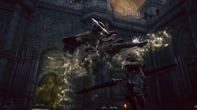 The player character delivers a flying kick as part of the trailer for Elden Ring: Shadow of the Erdtree