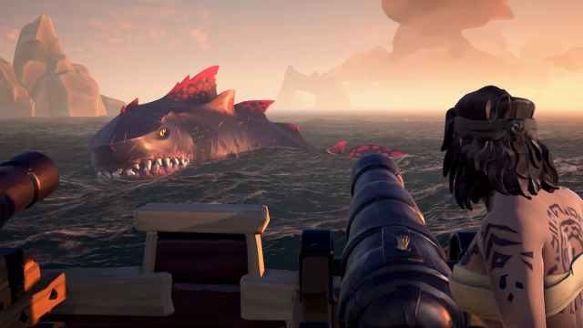 Firing a Cannon at a Sea Monster in Sea of Thieves