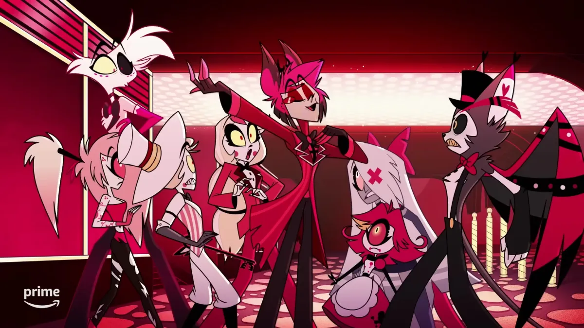 Characters Celebrating That Hotel Is Rebuilt During Hazbin Hotel Song The Show Must Go On