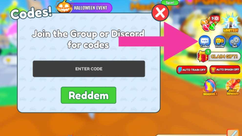 How to redeem codes in Great Sword Simulator