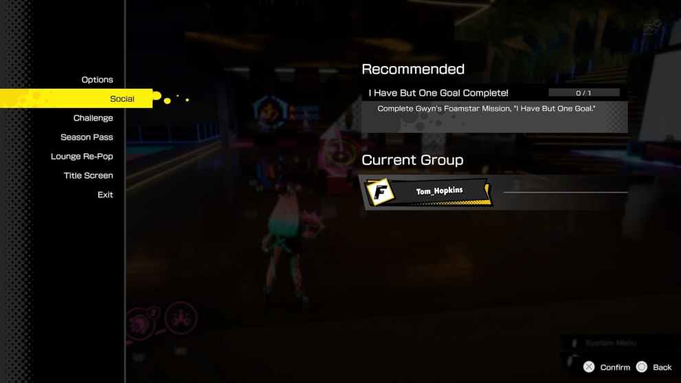 The main menu in Foamstars, including the social option