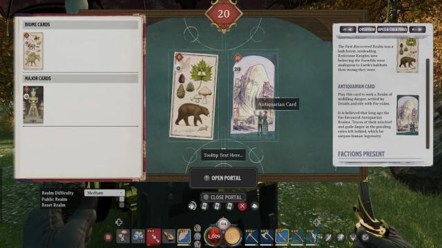 Ekran menu umożliwiający tworzenie nowych krain w Nightingale