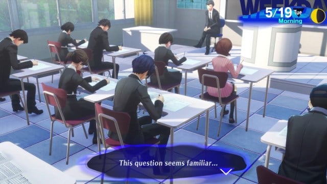 Main Character Answers Exam Question in Persona 3 Reload