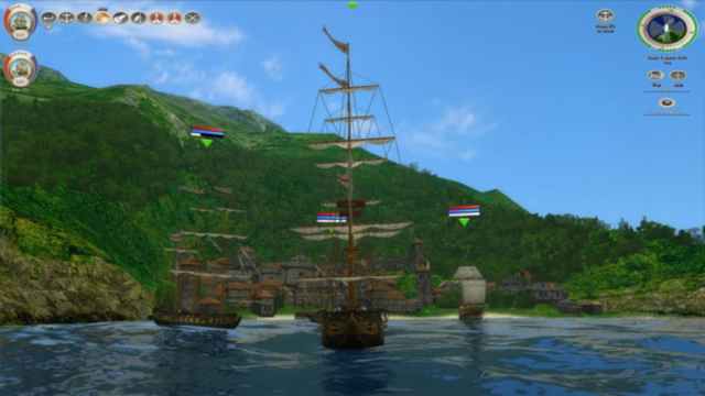 Ships Sailing to an Island in Sea Dogs Caribbean Tales
