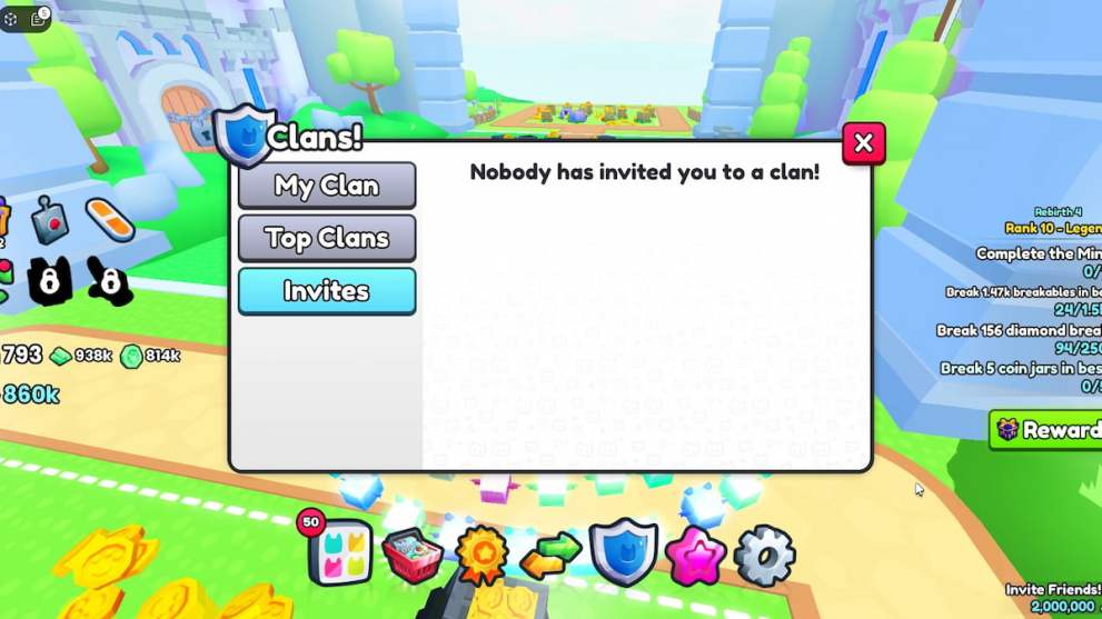 Clan invites menu in Pet Sim 99