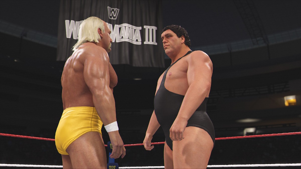 Andre the Giant preparing to wrestle in WWE 2K24