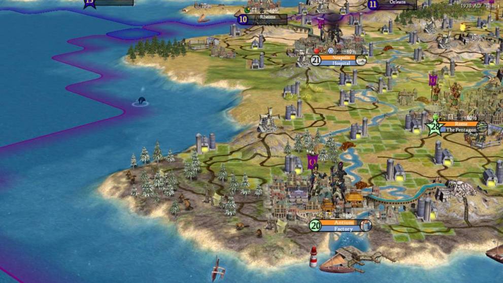 A battle in progress in Civilization IV.