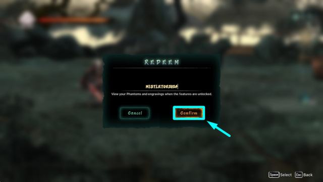 Code redemption screen in Phantom Blade: Executioners