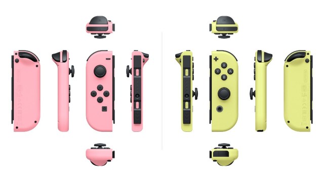 The pink and yellow pastel Joy-Con set.