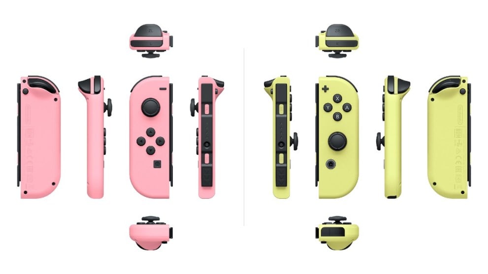 The pink and yellow pastel Joy-Con set.