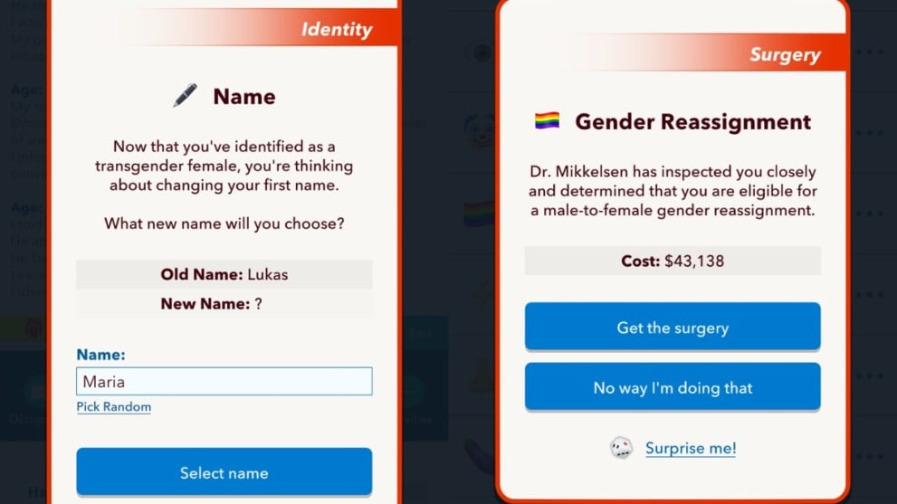 gender reassignment bitlife