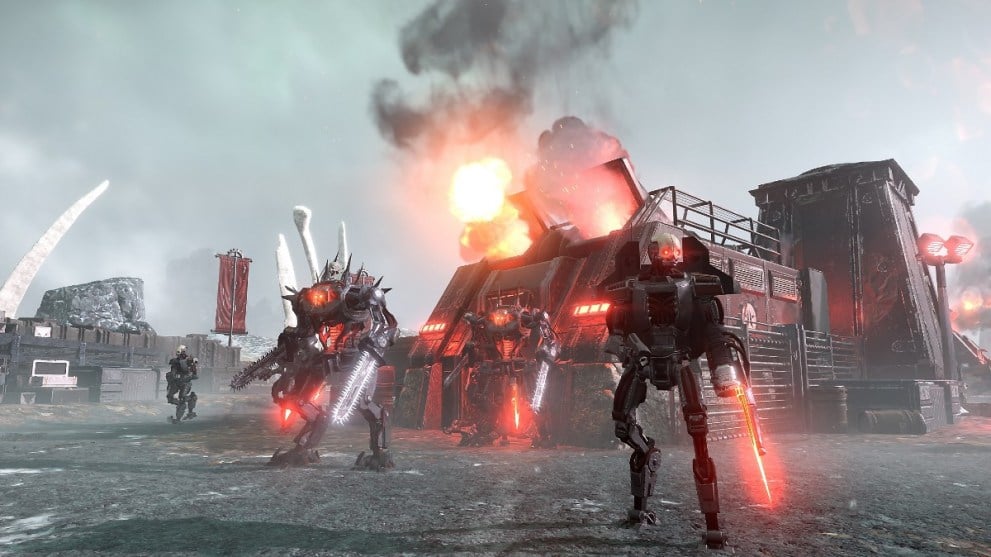 A group of robot enemies in Helldivers 2.