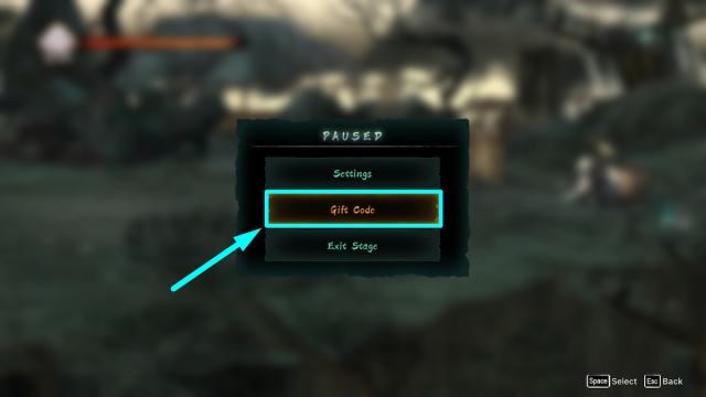 Gift Code button in Phantom Blade: Executioners