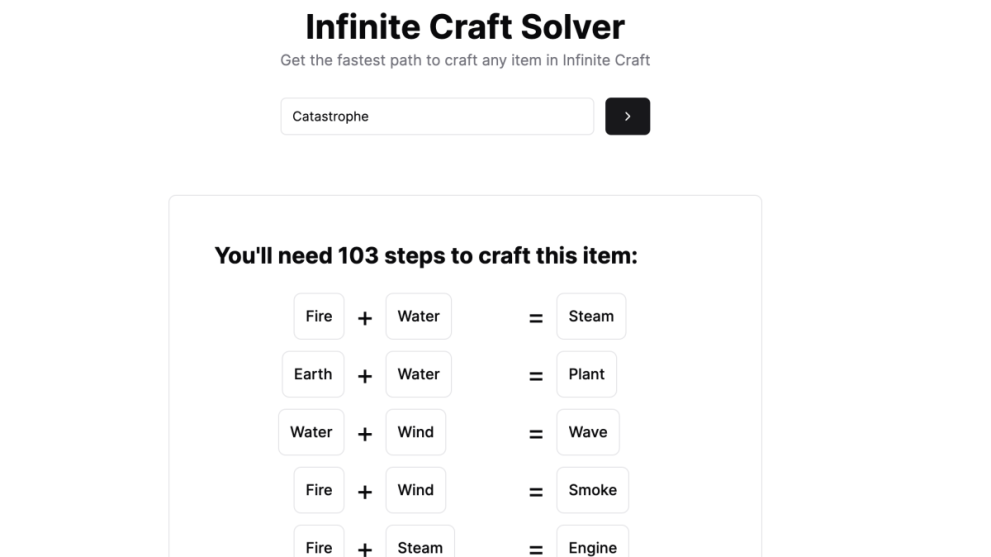 infinite craft solver cheat