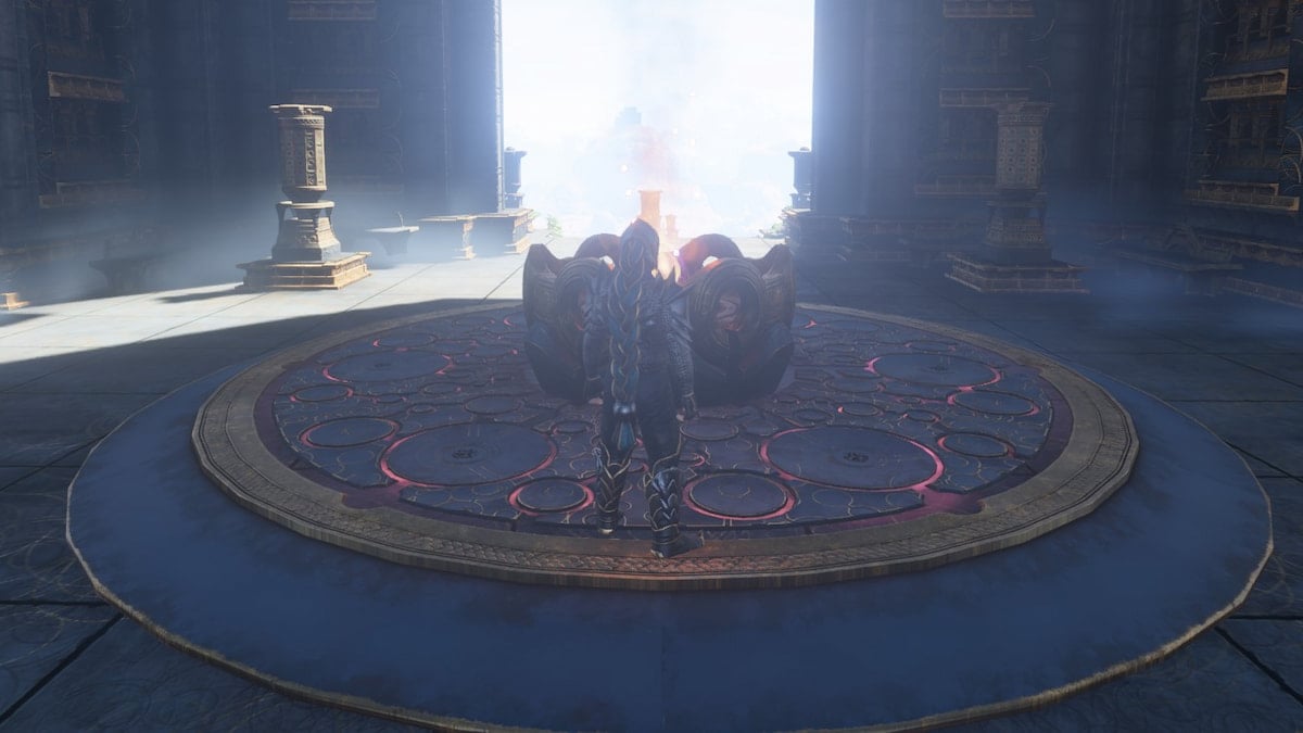 Player next to a Spire flame in Enshrouded