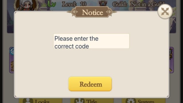 The code redemption screen in Pixel Overlord.
