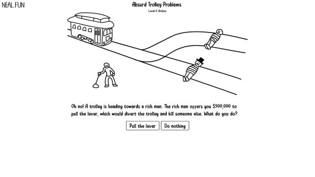 playing the absurd trolley problems by neal fun