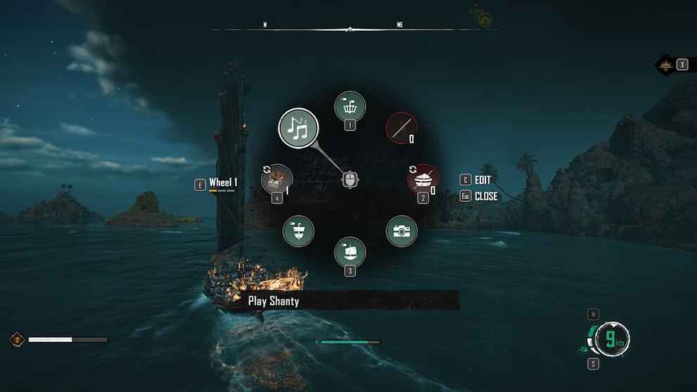 Shanties option in Skull and Bones.