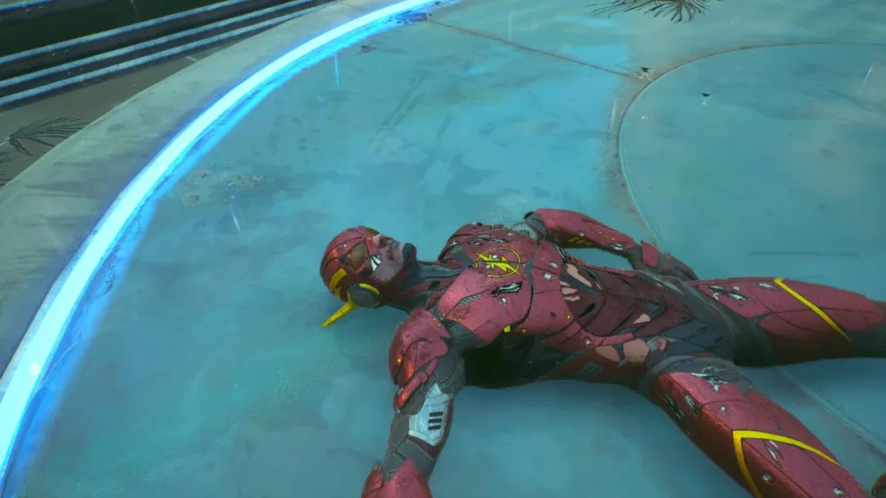 The Flash dead on the floor in Suicide Squad Kill the Justice League.