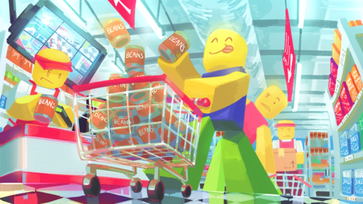 Roblox characters in a supermarket
