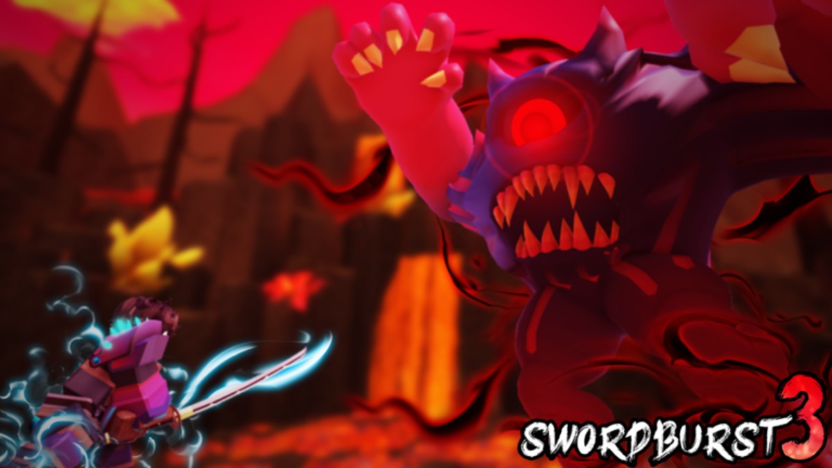 A Roblox character fighting against a boss in Swordburst 3.
