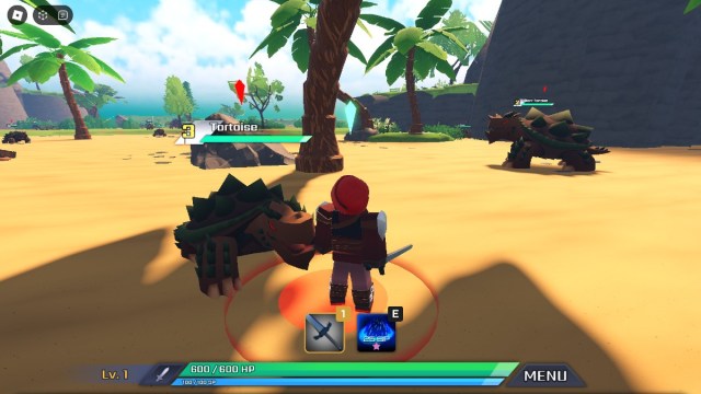 The player character fighting a tortoise in Swordburst 3.