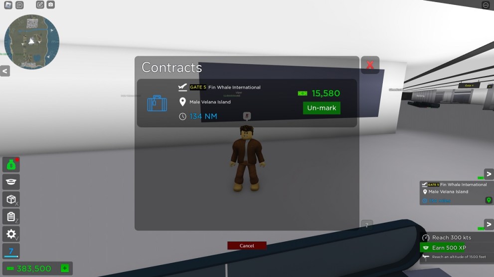 taking contracts for free rewards in airplane simulator